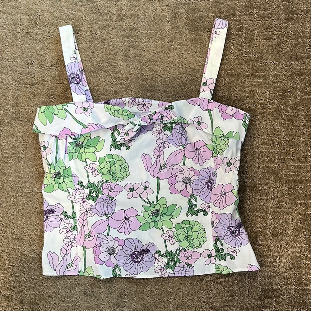 Ann Taylor Loft Floral Fitted Crop Top